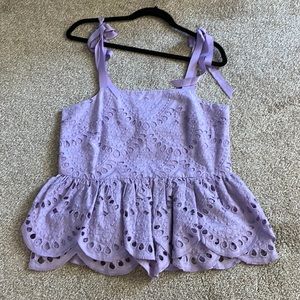 NWT J crew Lavender lace peplum top